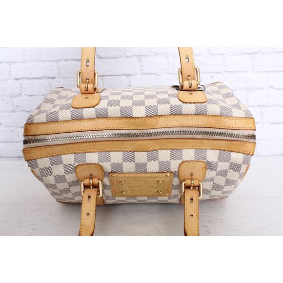 Louis Vuitton Berkeley Damier Azur Tote Shoulder Bag White Boston Duffle A5343 - Picture 10 of 11